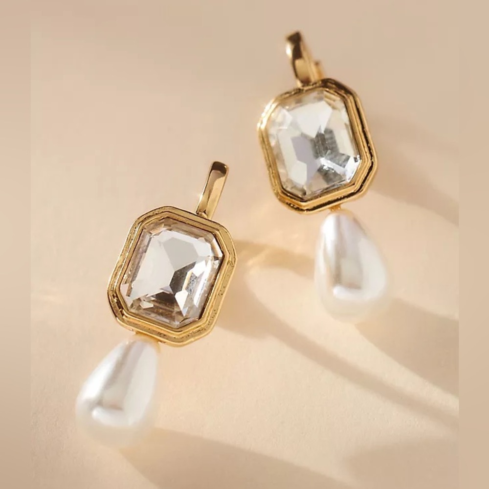 BHLDN Pearl and Crystal Drop Earrings